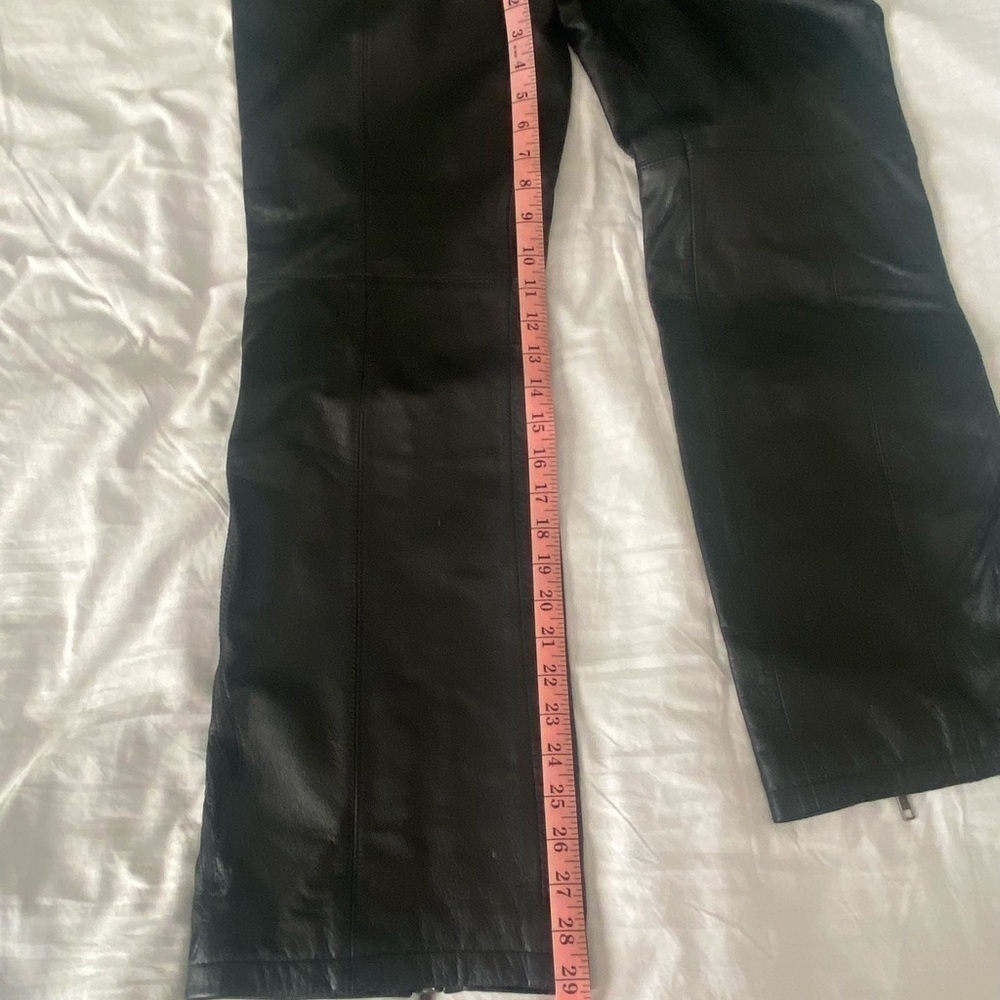 Women’s Harley Davidson Lined Leather Pants tribal Appliqué/Zippers at bottom. 8 - Picture 13 of 13